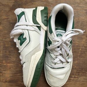 New Balance White and Green Casual Trainers